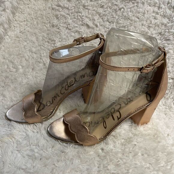 Sam Edelman Odile leather Rose gold Block Heels ankle strap Sandals size 10M - Picture 2 of 13